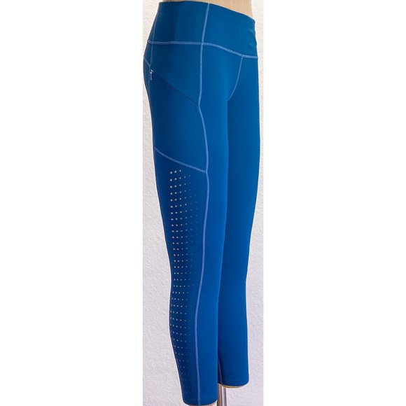 NWOT Athleta Blue Low Rise Lace 3 Pockets Draw String Long Activewear Leggings S - Picture 4 of 11